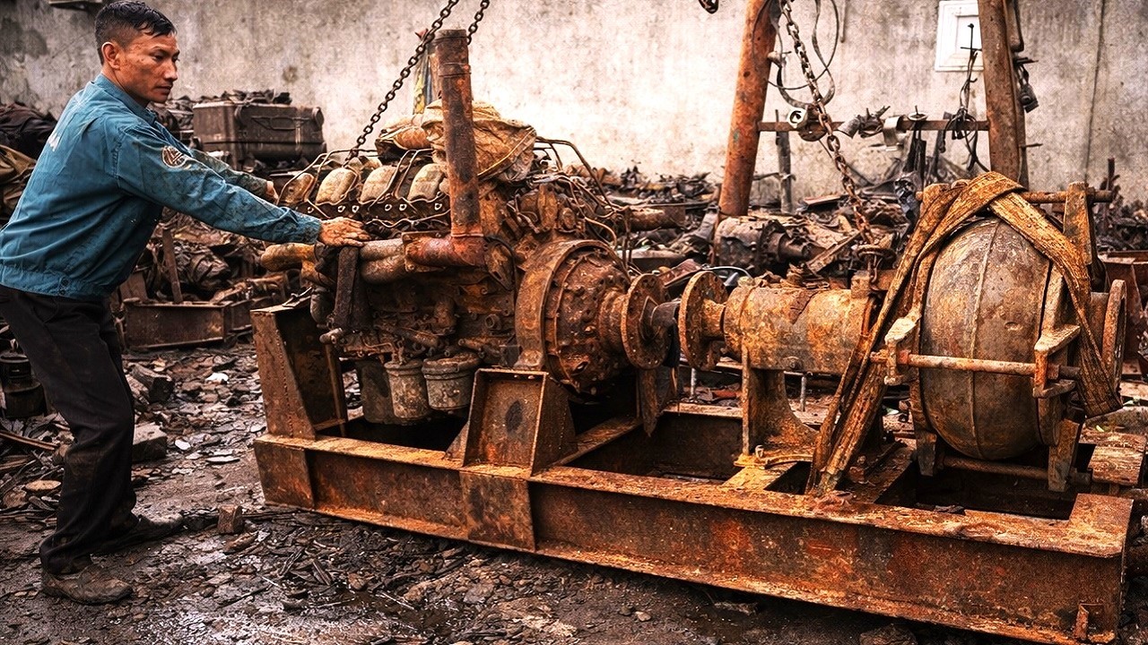 Complete Restoration Of A Heavily Rusted, Waterlogged 18-ton HYUNDAI Truck Engine; V8 Engine Repair.