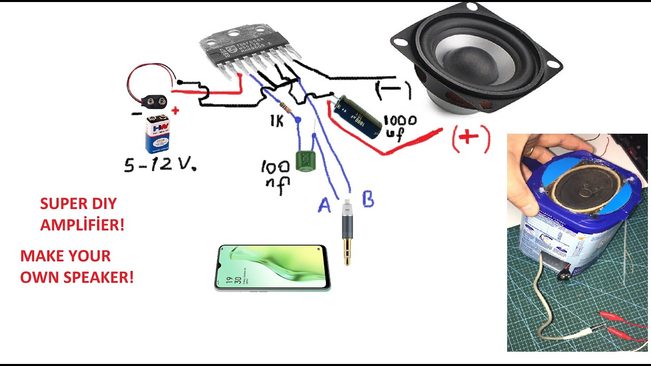 How to make amplifier very easy // TDA7056 ic SİMPLE AUDİO AMPLİFİER. // KENDİ AMPLİFİKATÖRÜNÜ YAP