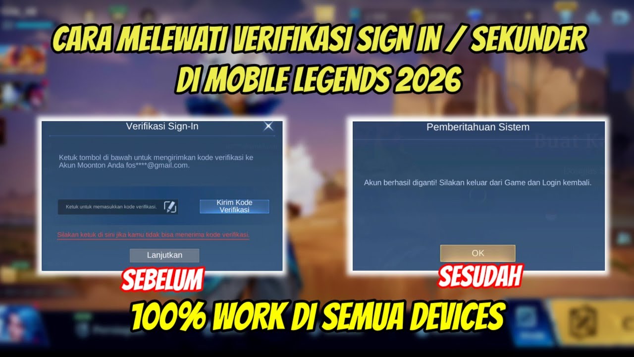 CARA LOGIN ML TANPA KODE VERIFIKASI | CARA LOGIN AKUN ML TANPA KODE VERIFIKASI 2026