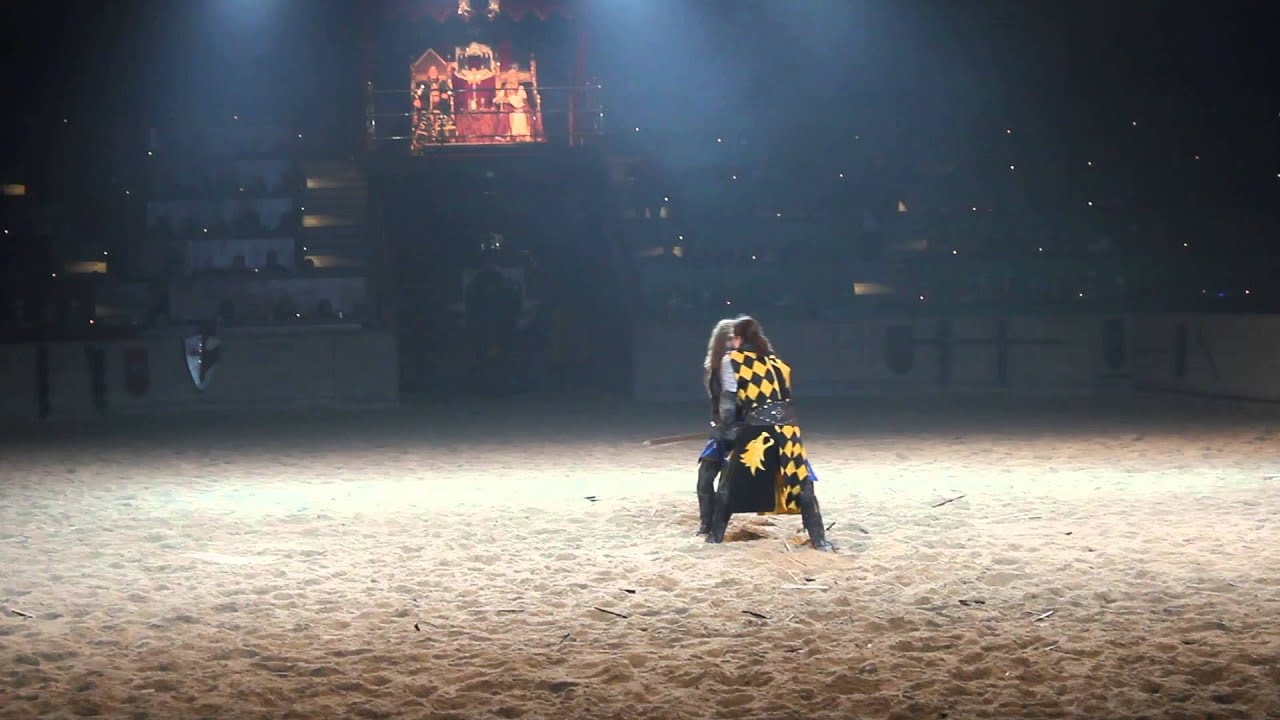 The Yellow Knight takes on the Blue Knight at Medieval Times
