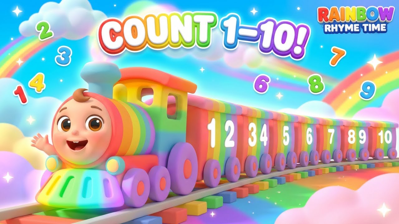 Rainbow Number Train 🚂🌈 Count 1 to 10 & Learn Colors 🎵 Kids Counting Song | RainBow Rhyme Time