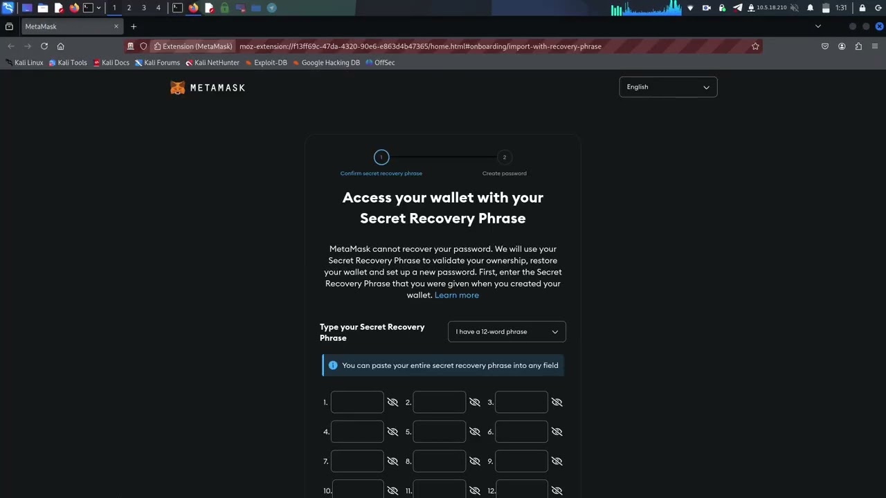 MetaMask Seed Phrase Brute Force/Python/Selenium/Webdriver