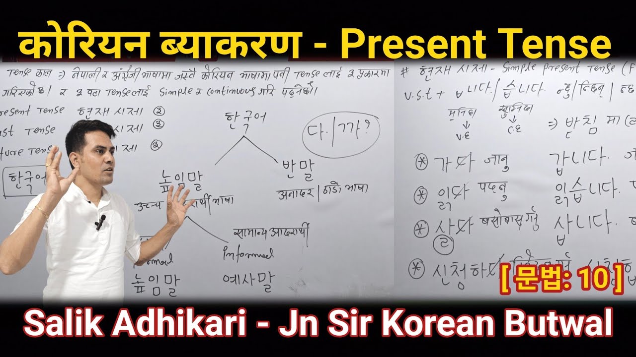 Present Tense (part:1) Korean Language Grammar [ 10 ] Basic Grammatical Class By Salik Adhikari