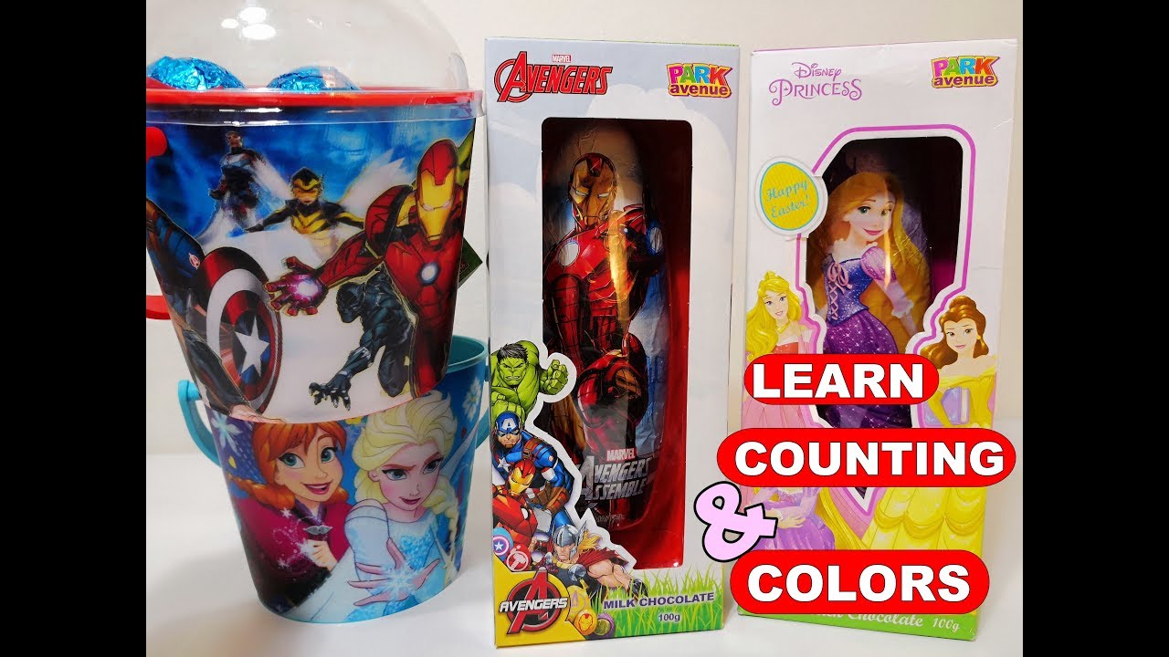 Huge Marvel Superhero Avengers and Disney Princess Easter chocolate eggs ft. Disney Frozen bucket