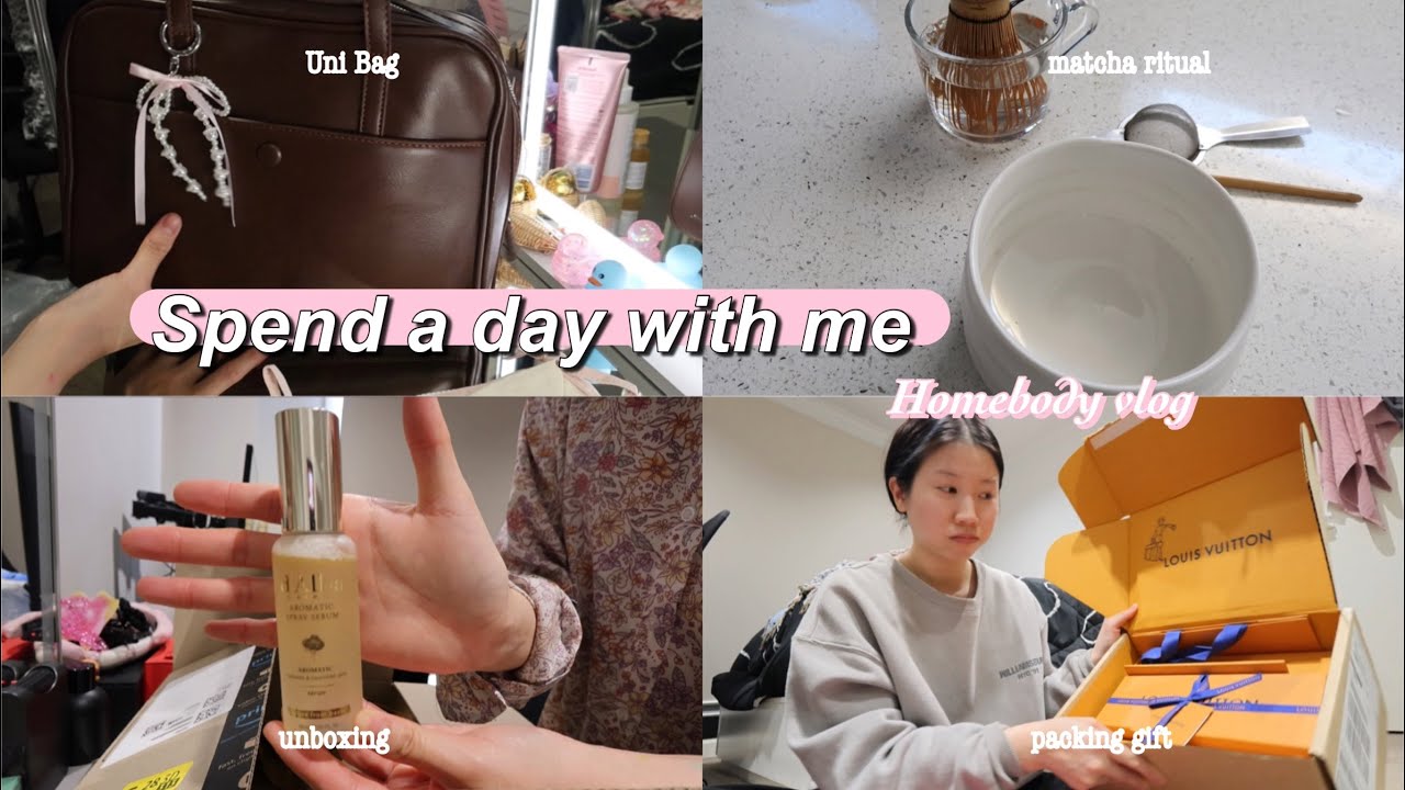 Homebody vlog | spend a day with me, what’s in my uni bag, gifting my bf, my matcha ritual, unboxing