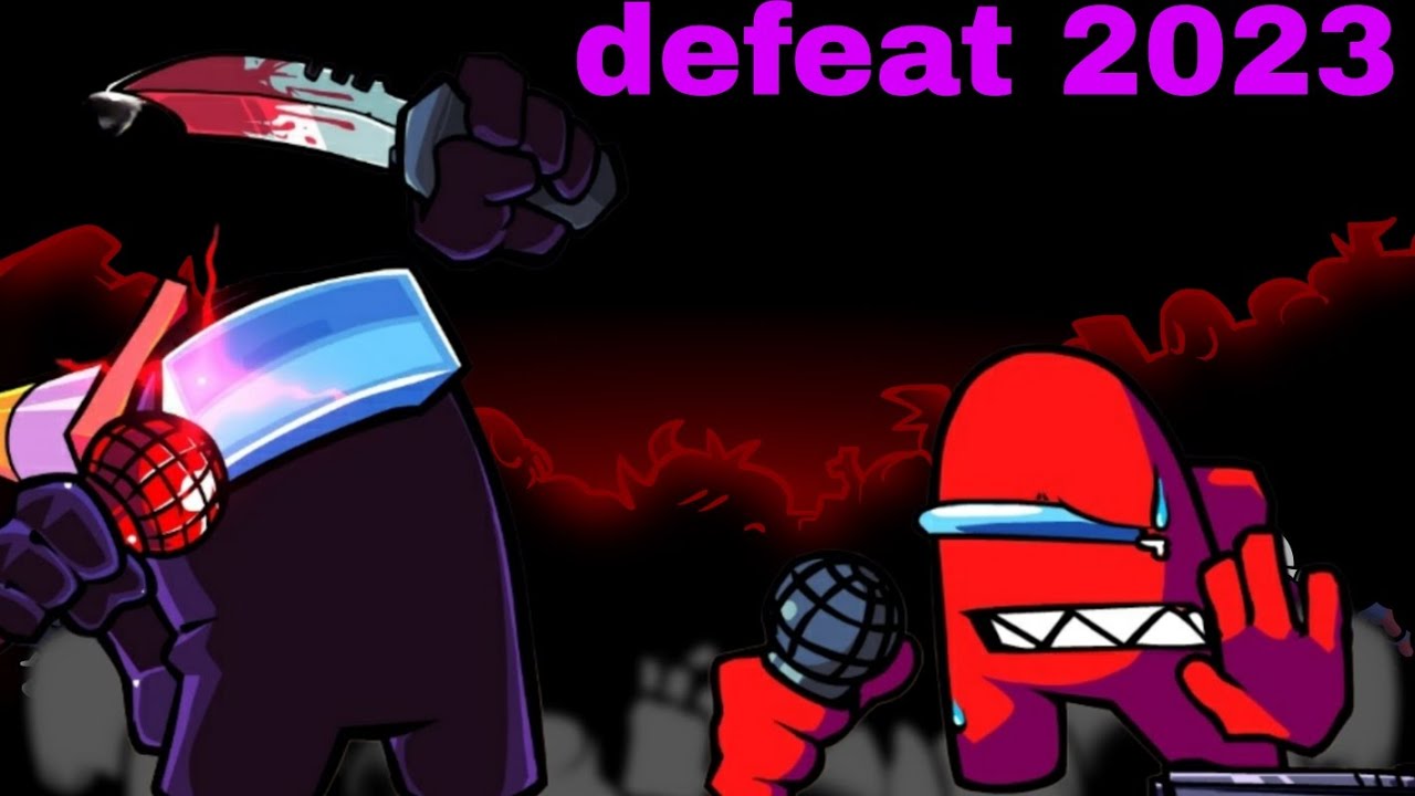 fnf defeat 2023 but black and red impostor sings it