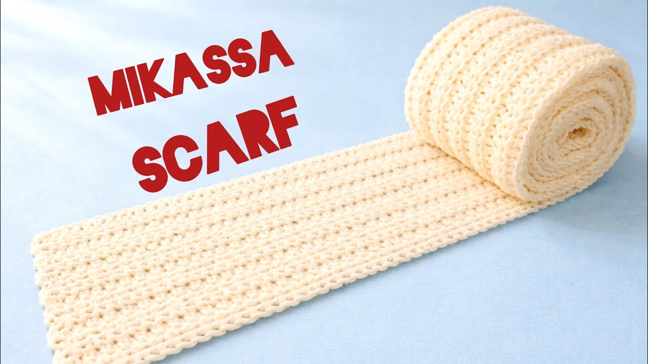 بشلة خيط واحدة وتكرار سطر واحد ميكاسا سكارف كروشيه/ترند ميكاسا/Mikasa Scarf crochet 