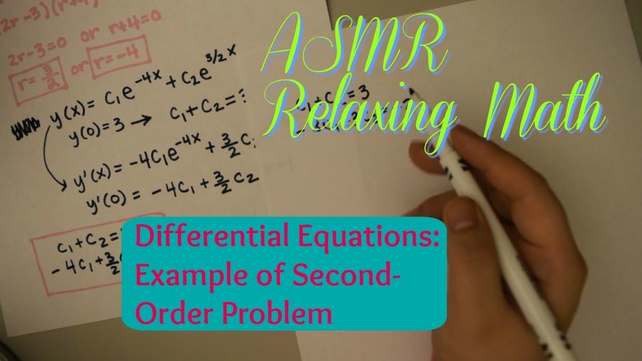 ASMR Relaxing Math | Differential Equations | Second Order with 2 Distinct Real Roots Example