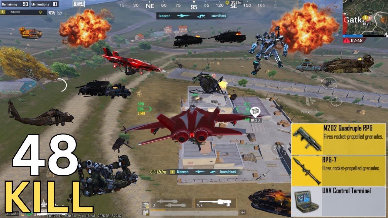 💥 Ultimate Fight With Fighter Jet + M202 + RPG Solo Rush Gameplay in payload 3.0 || PUBG MOBILE ||