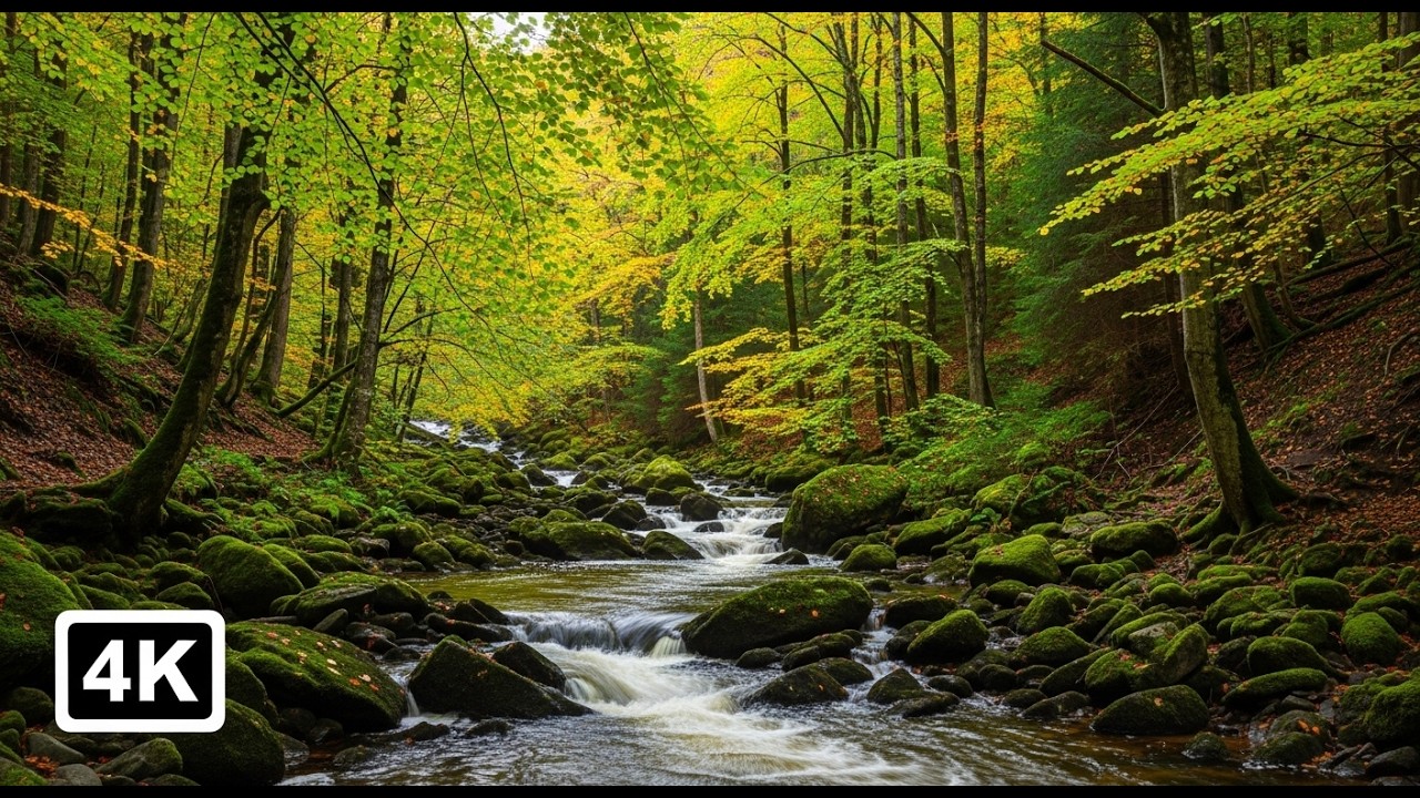 Forest Ambience Birds Singing Beautiful Stream Sounds for Deep Sleep, Rest,Focus Study,Medicine ASMR
