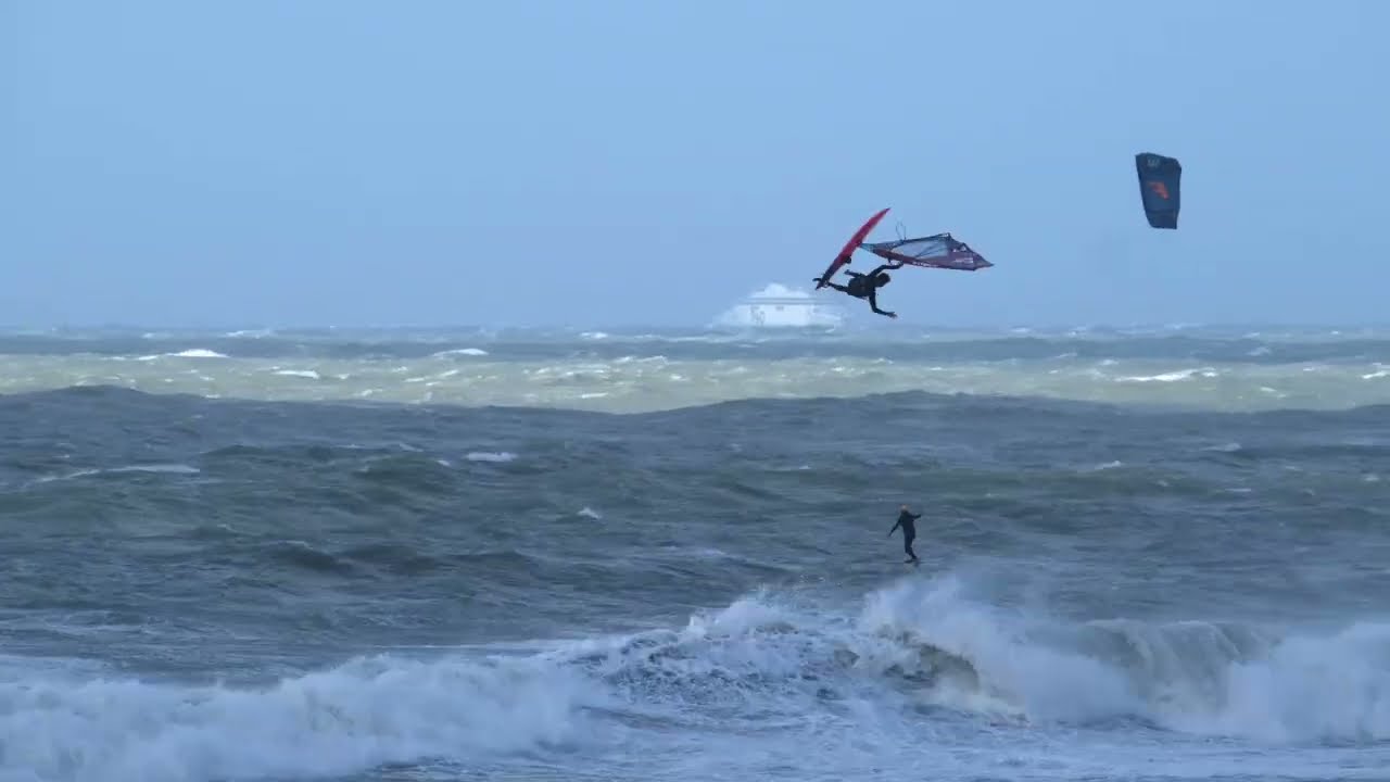 BIG MONDAY in Wissant WINDSURFING 60+ knots gusts