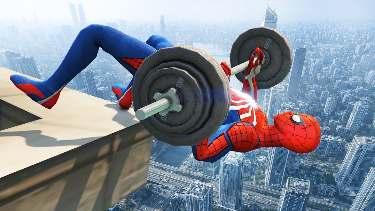 SPIDERMAN CRAZY JUMPS/FALLS #10 (Spider-Man GTA 5 Fails)