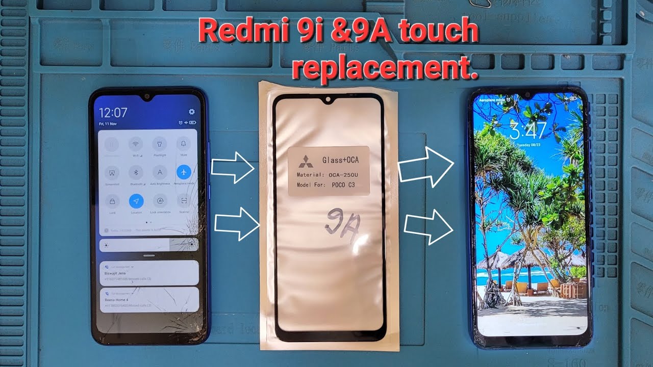 Redmi 9i Touch replacement// Redmi 9a cracked touch restoration.  redmi 9i disassembly.