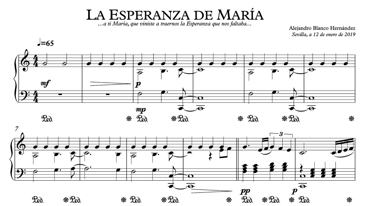 🎹 La Esperanza de María | versión para piano (incluye partitura)