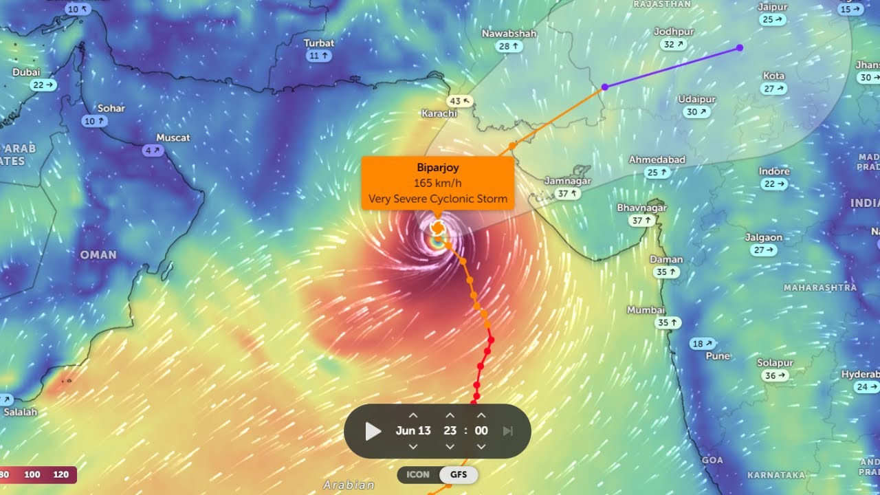 Biporjoy cyclone live tracking | Biporjoy live location