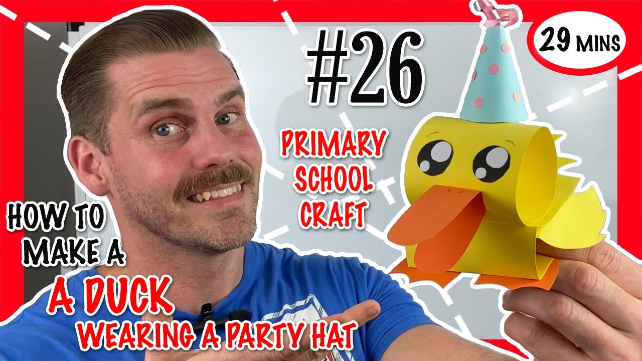 How to make a DUCK WEARING A PARTY HAT - an EASY PAPER CRAFT for kids - Episode #26 CRAFT WITH ME!