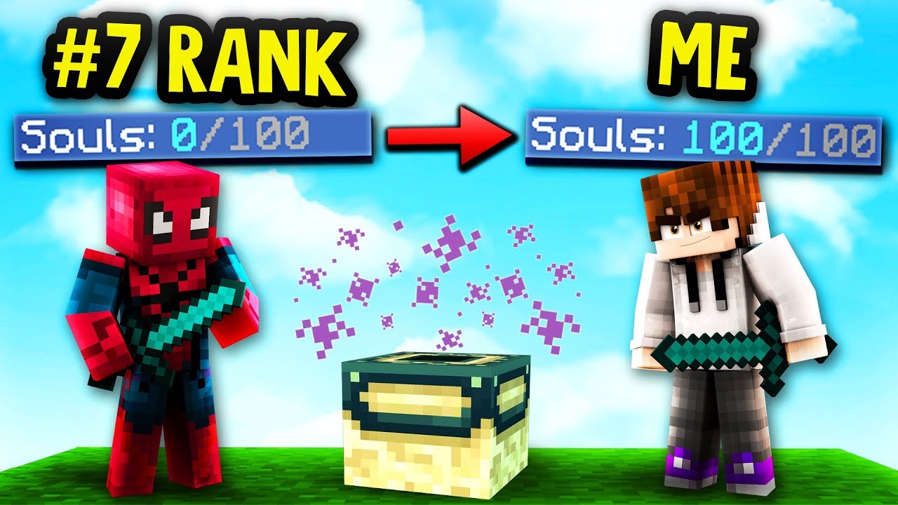 0 → 100 SOUL CHALLENGE VS TOP RANKED MINECRAFT SKYWARS PLAYER!