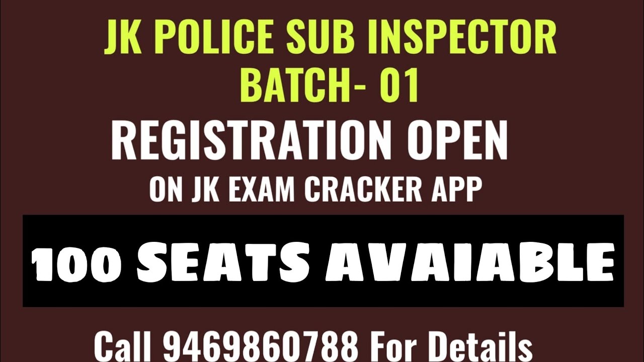 JKP SI RECRUITMENT  REGISTRATION 2021 || FULL FLEDGED COURSE AVAILABLE  DOWNLOAD JK EXAM CRACKER APP