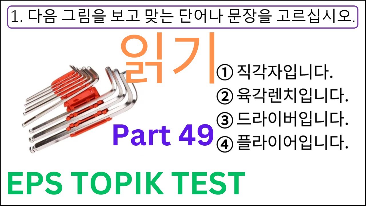 New Related Korean Exam EPS TOPIK Reading 읽기 Test Part 49 한국어능력시험 CBT 20 Questions Auto Fill Answers