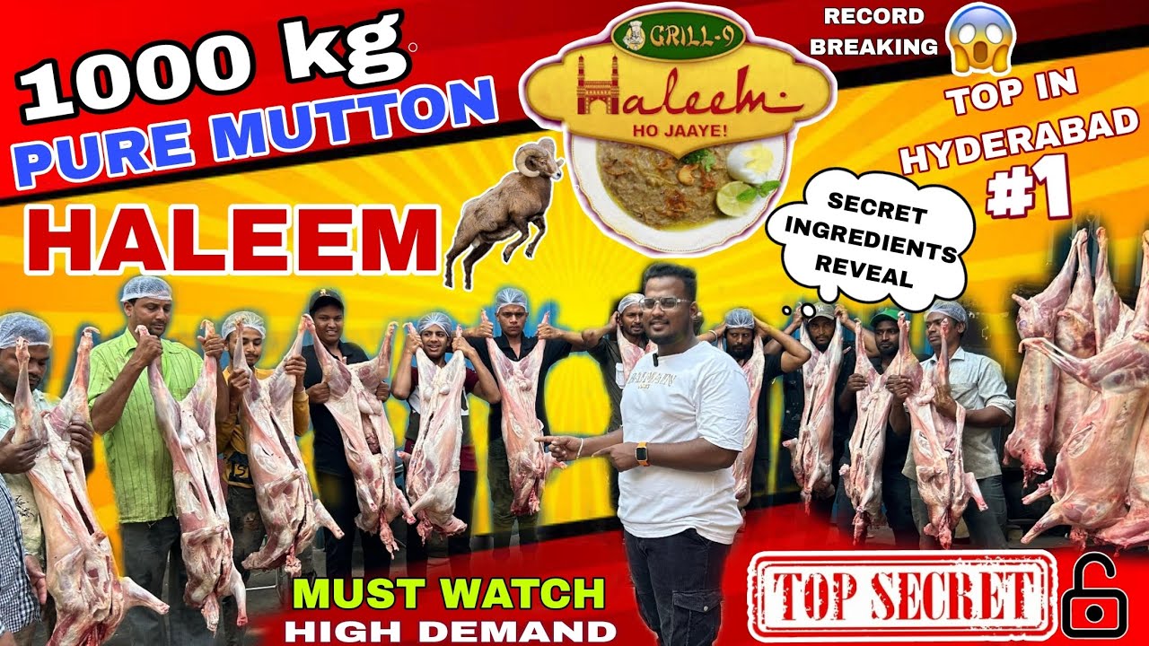 Grill 9 Haleem Making process | 1000 kg Mutton haleem 😱🔥 | Secret Recipes Revel |  #MRENTERTAINMENTS