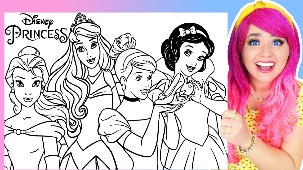 Coloring Disney Princess Coloring Pages | Snow White, Cinderella, Belle & Aurora Princess Coloring
