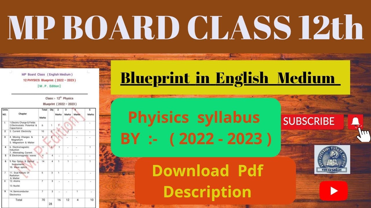 🥰 Mp board class 12th physics blueprint syllabus ( 2022 - 2023 ) 🥰😍