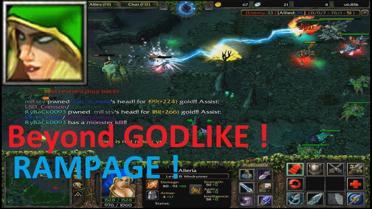 DotA 6.85c - Windrunner Beyond GODLIKE - RAMPAGE (Subs Game)