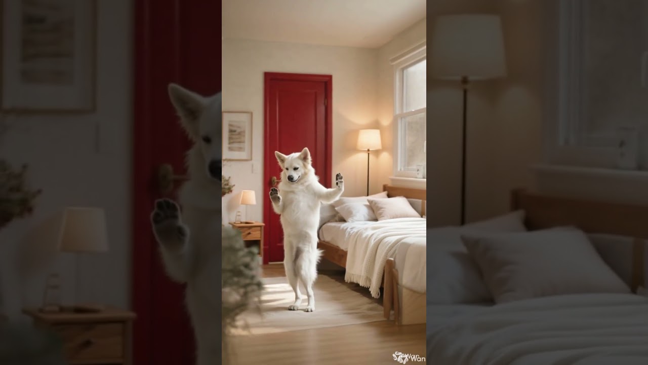 The dog is dancing. 