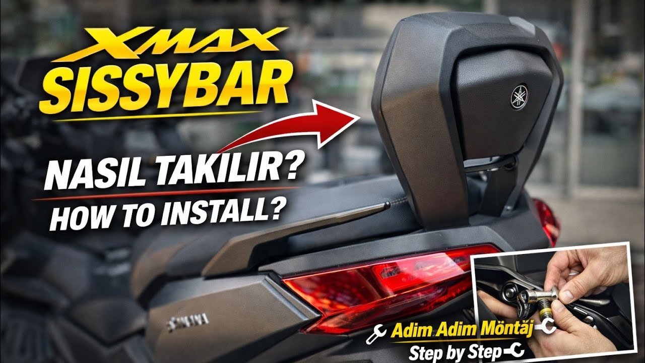 Yamaha XMAX techmax  Sissybar Sırt Dayama  Montajı 🔧 nasıl takılır How to Install XMAX Backrest 2024