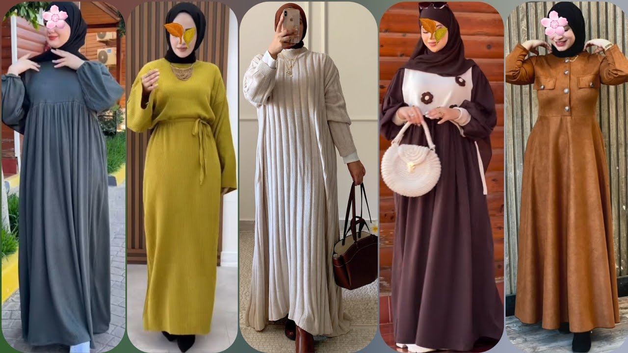 أجمل تشكيلة فساتين خروج شتوى للمحجبات2024/2025🤎✨أحدث حجابات شتاء وخريف2025🌧🍂ملابس شتاء2025