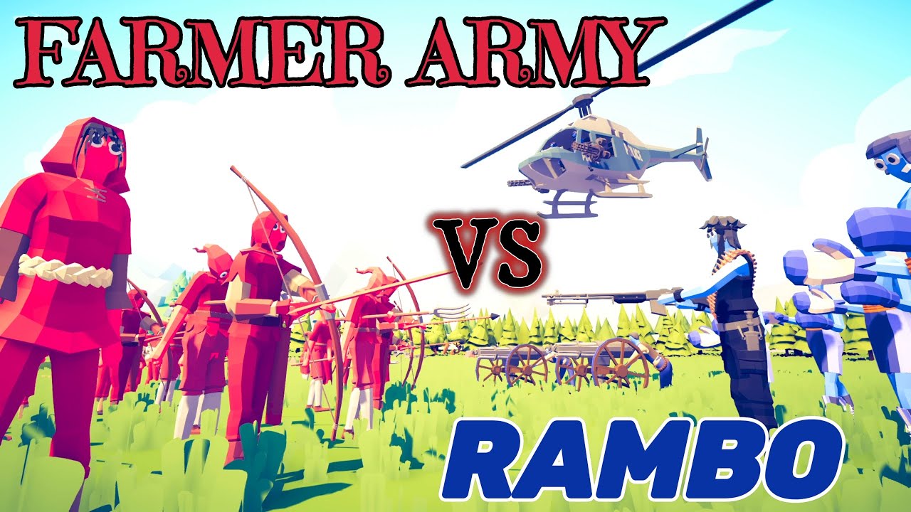 Rambo vs Farmer Army Totally Accurate Battle Simulator  (TABS) Gaming