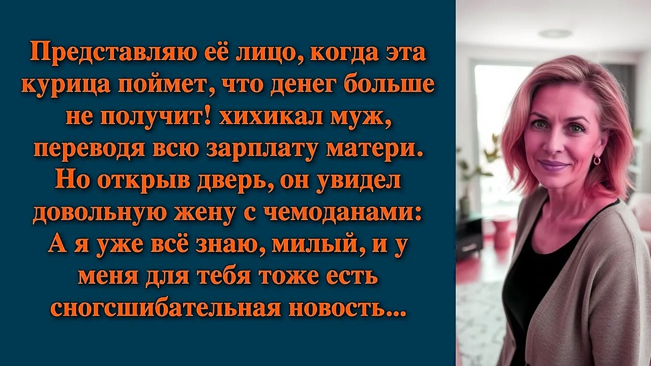 Представляю её лицо, когда эта курица поймет, что денег больше не получит! хихикал муж, переводя