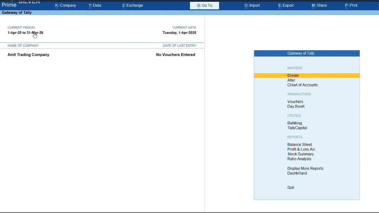 Create Company in Tally Prime and change in Company #finance #tax #tally 