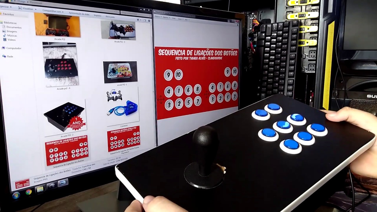 CONTROLE ARCADE - SEQUENCIA DE LIGAÇÕES DOS BOTÕES