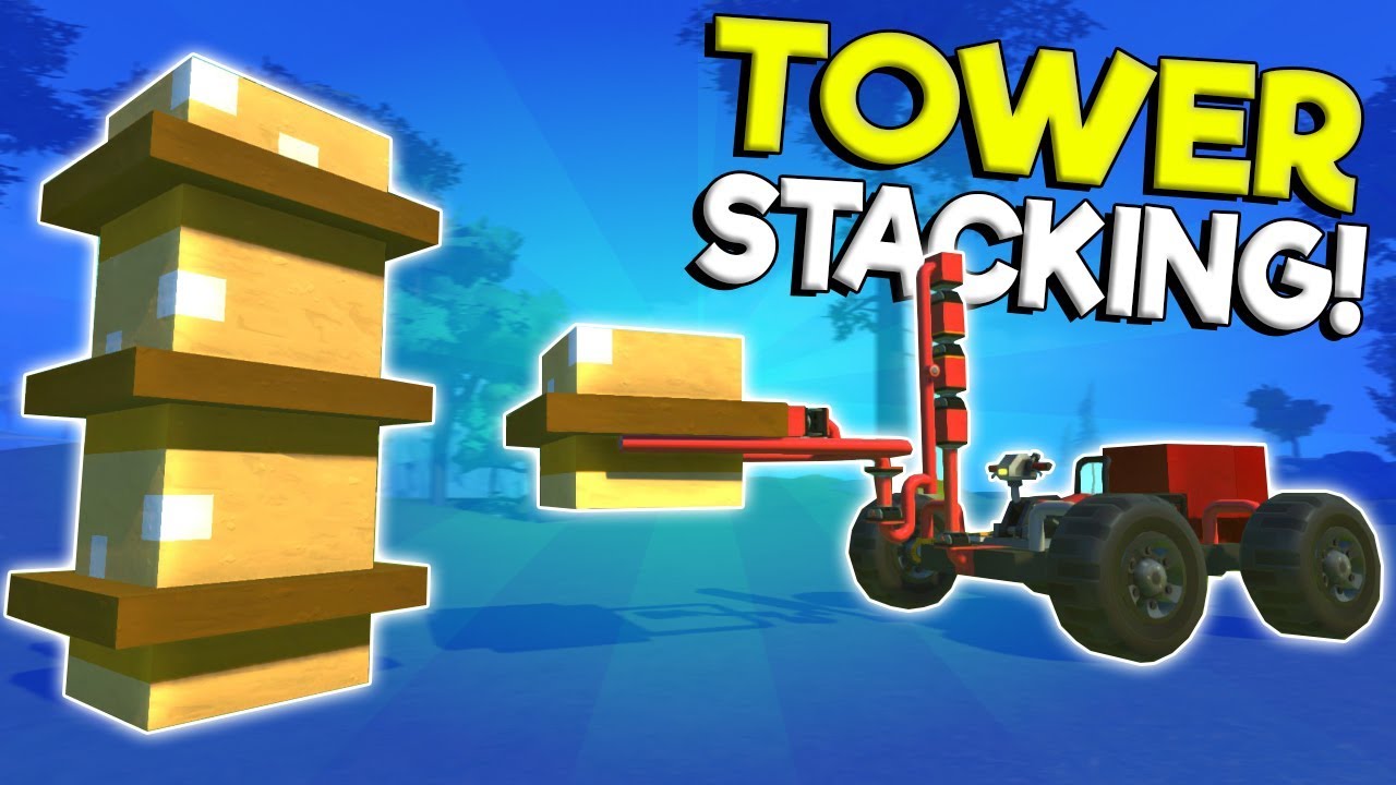 FORKLIFT TOWER STACKING CHALLENGE! - Scrap Mechanic Multiplayer Gameplay - Forklift Build
