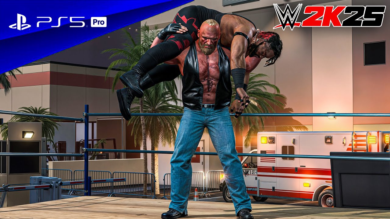 WWE 2K25 - Brock Lesnar vs. Jacob Fatu | Backstage Brawl NXT's Parking Lot | PS5™ Pro [4K60]