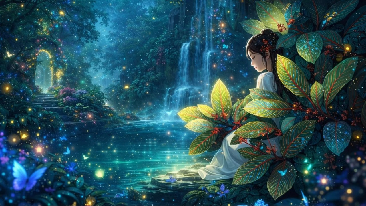 Stop Overthinking 🌙 Медитативная Музыка с Далёким Водопадом в Заколдованном Лесу