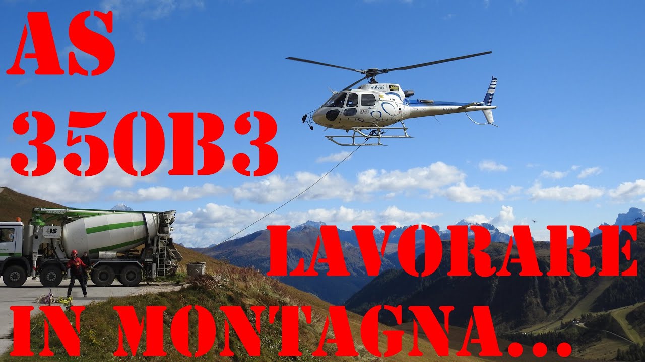 Lavoro aereo con l'AS 350 B3 tra le Dolomiti