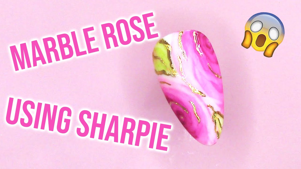 Easy Marble Nails Using Sharpie | A Marble Rose