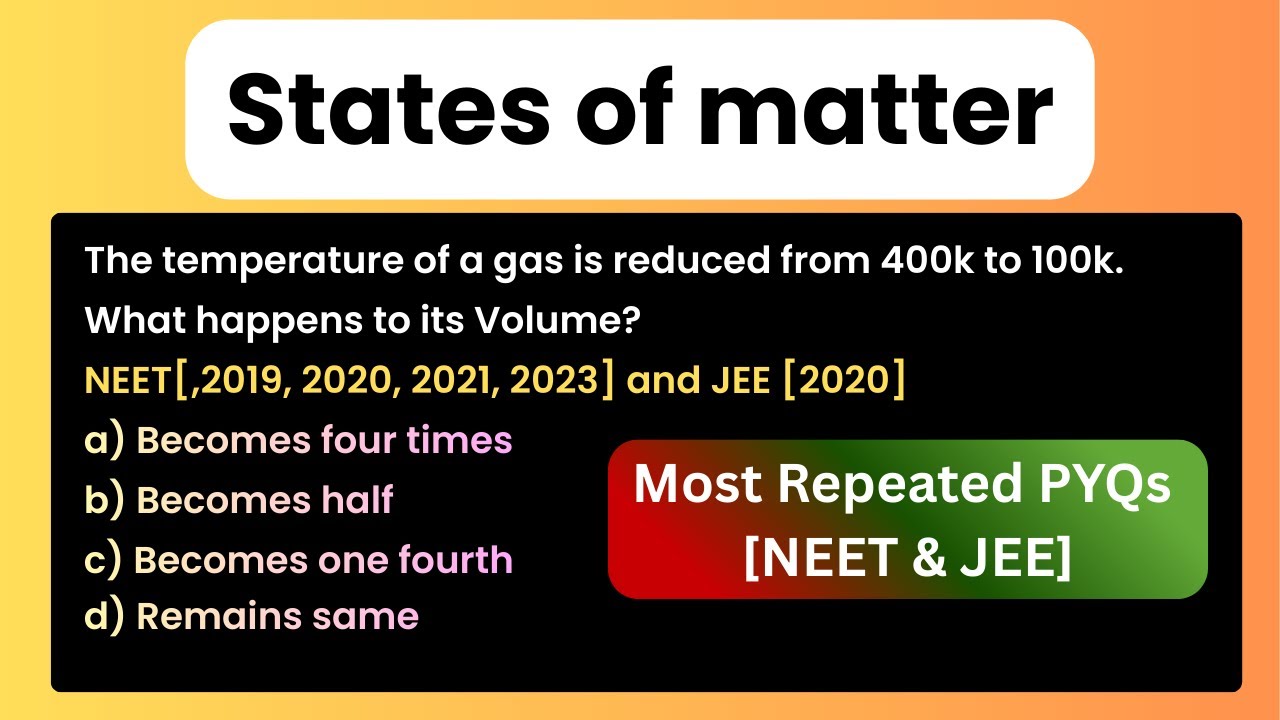 States of matter | NEET & JEE 2026 | Temperature | Volume | Chemistry PYQs | Class 11