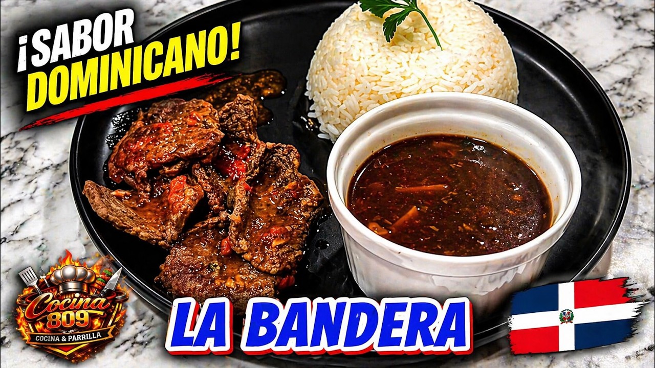 LA BANDERA DOMINICANA - Arroz Habicuelas & Carne #dominicano #cocina #arroz #carnes