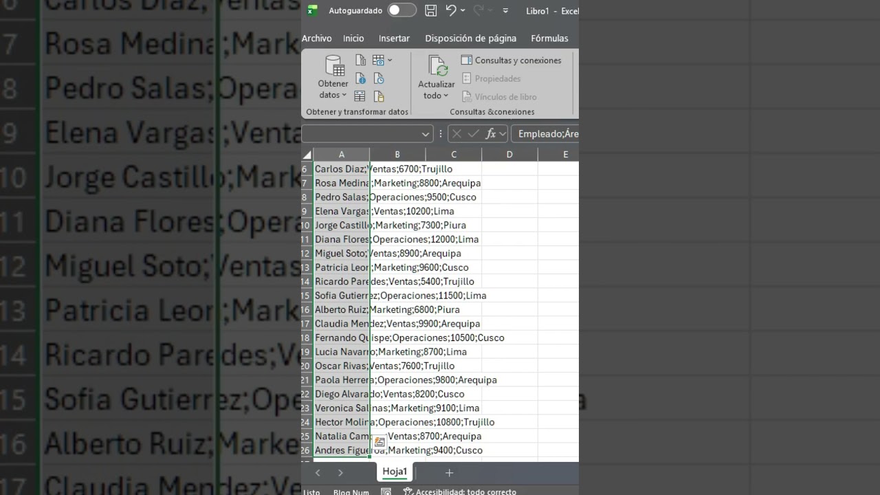 Excel: Texto en columnas 