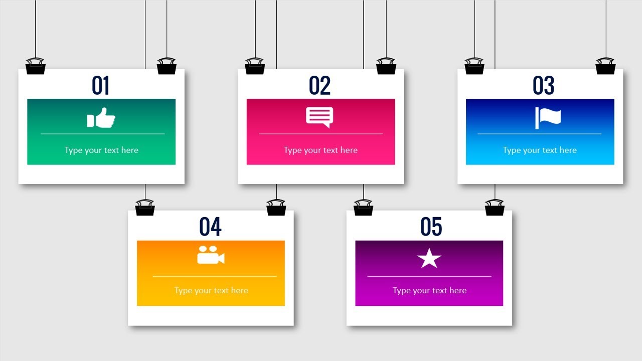 5 hanging options infographic slide in PowerPoint