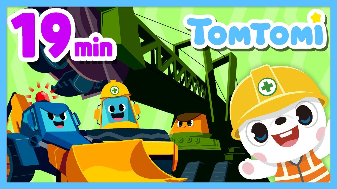 Construction vehicles, gather around! 🚧🚜✨ | BEST Vehicles Songs Compilation | Kids Song | TOMTOMI