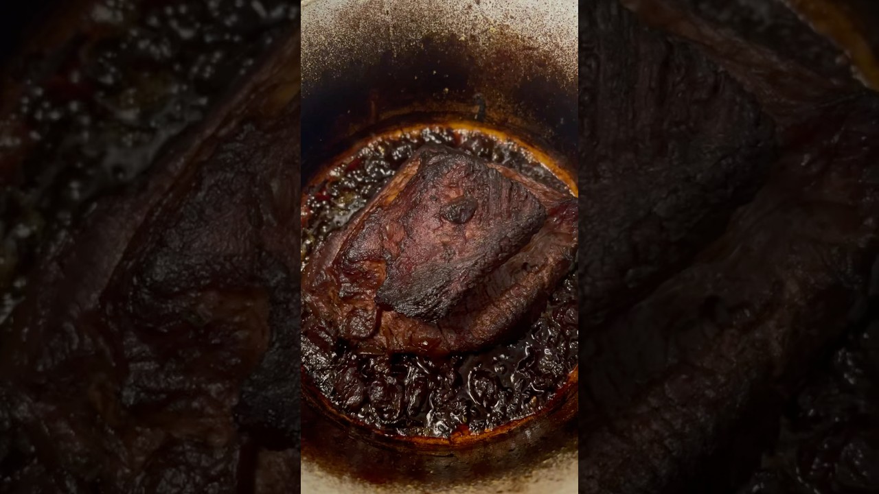 🍷 Slow-Cooked Beef Brisket with Cherries & Red Wine 