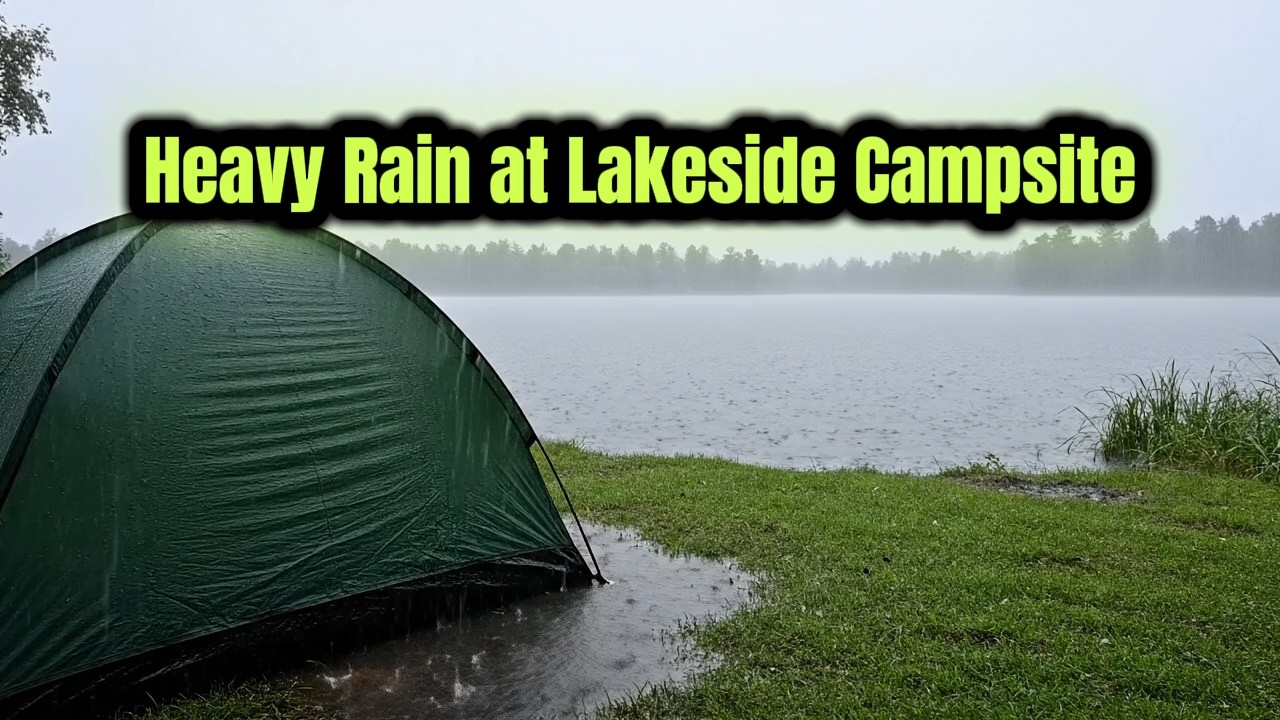 Heavy Rain at Lakeside Campsite | Deep Sleep Rain Ambience