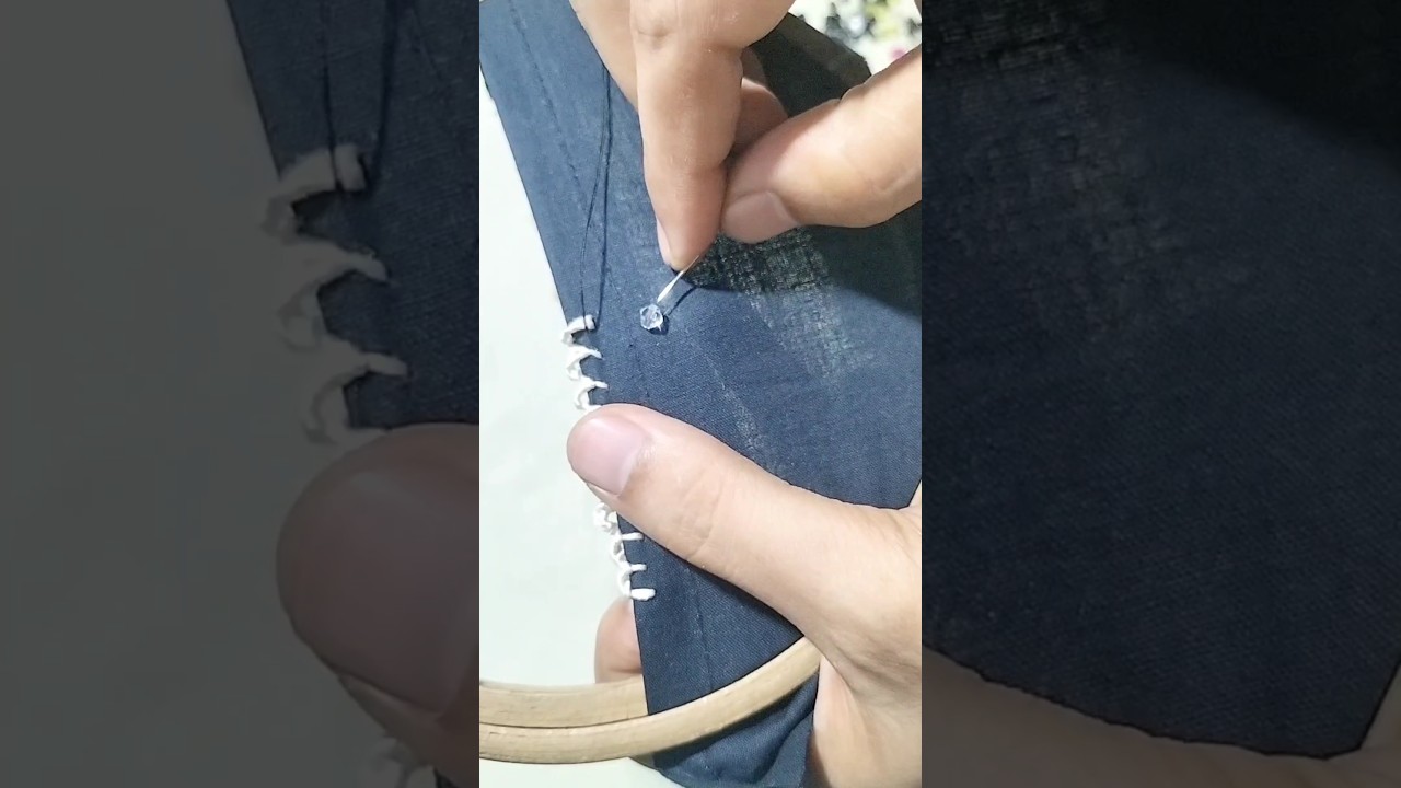 Hand Embroidery Border For Beginners|| Sheema Khan Style || #short#video #diy #fashion