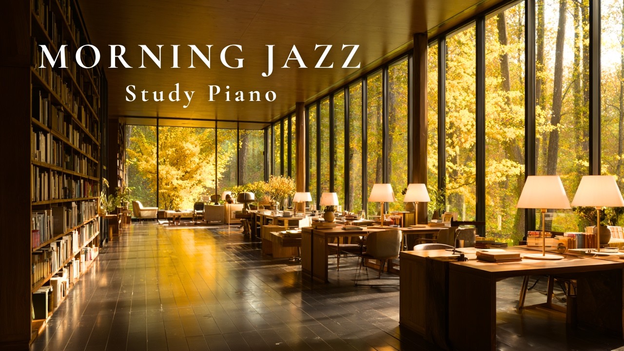 Mimosa Light in the Library – Morning Study Jazz Piano | Starfall Library (3 Hours)