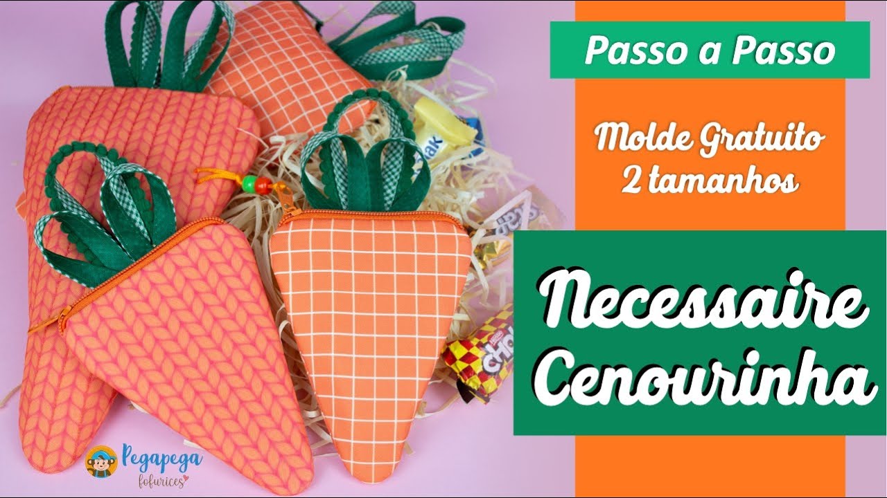 Necessaire Cenourinha | Molde gratuito! #diy #necessairecenoura #pascoa