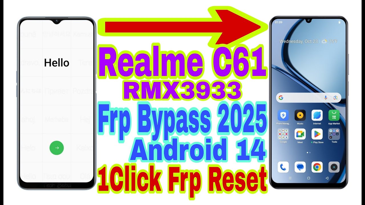 Realme C61 (RMX3933) Android 14/1 Click Frp Bypass Free Tool | New Trick 2025 |Google Account Bypass